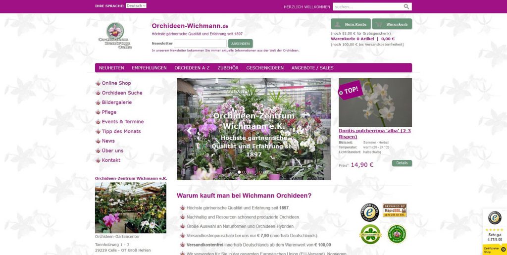 Orchideen Wichmann Online Shop