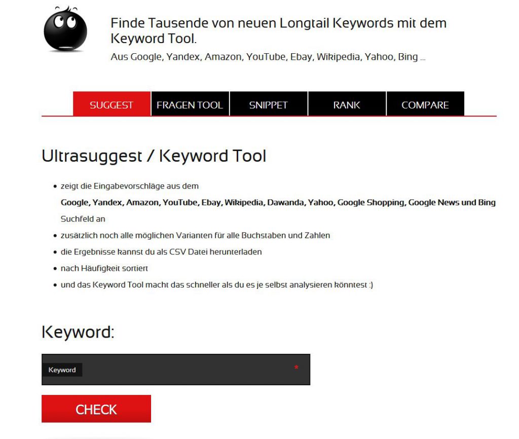 Tool für Keyword Recherche Ultrasuggest
